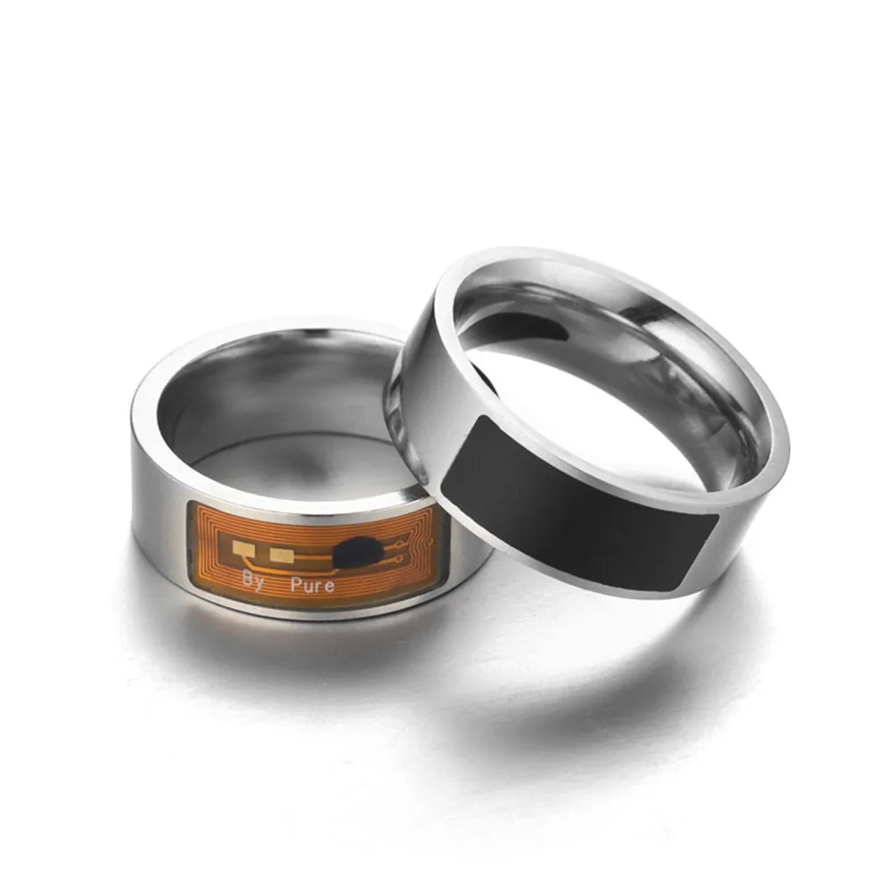 NFC Smart Ring 8Mm Black Multi-Function Wearable Digital Ring for Unlocking Phones Apps Sharing Information Privacy Encryption