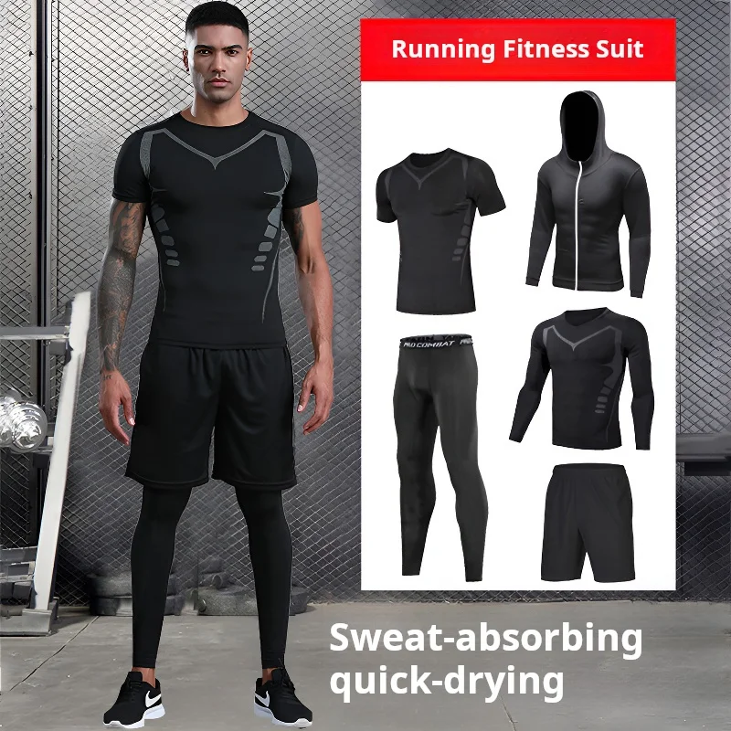 Sportswear Gym Fitness Tracksuit Men's Running Sets Compression Basketball Underwear Tights Jogging Sports Suits Clothes Dry Fi