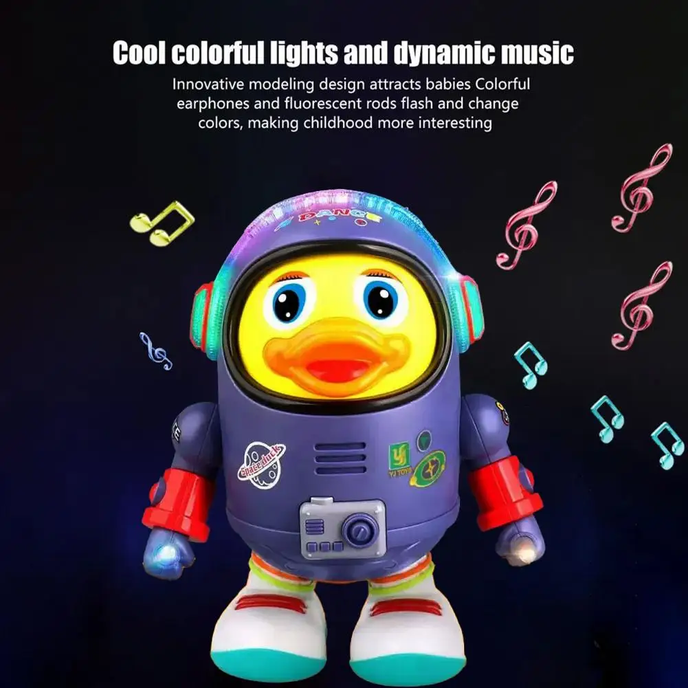 Giocattolo interattivo musicale per anatra per bambini, anatra spaziale danzante con luce musicale per regali di festa per ragazzi e ragazze ﻿