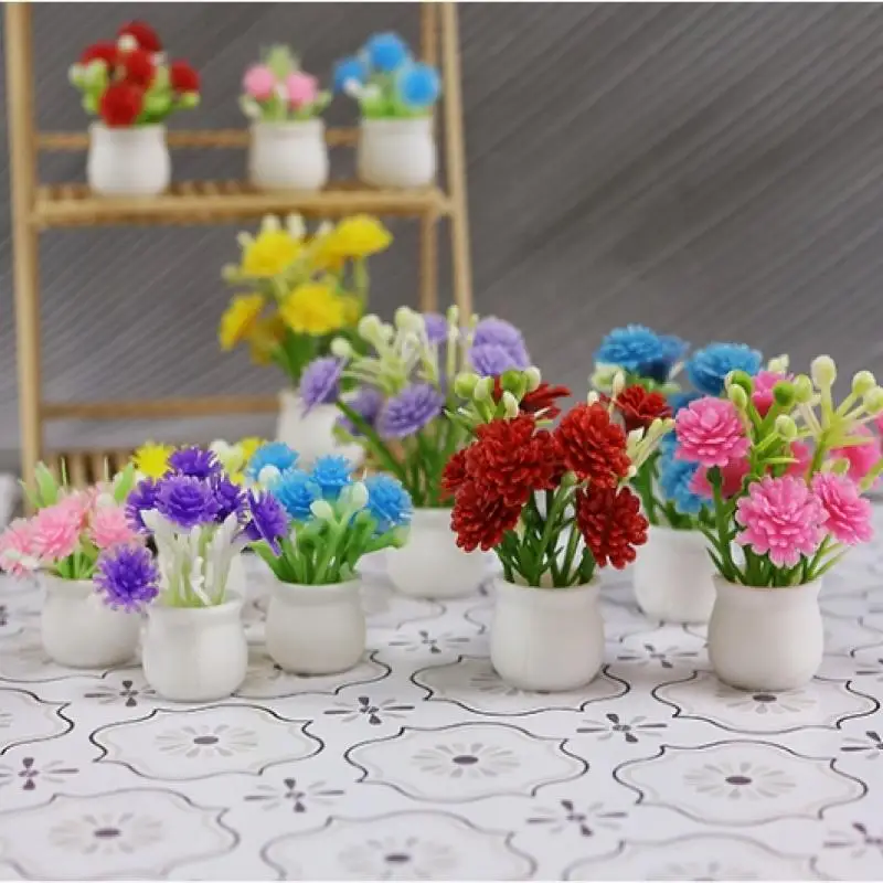 

1 Pc 1/12 Dollhouse Miniature Vibrant Artificial Flowers Model Funiture Accessories For Doll House Decor Kids Pretend Play Toys