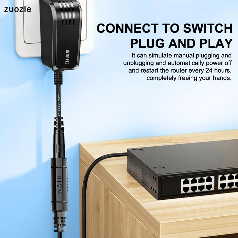 exquisiteRouter Auto Restart DC Power Cable Smart Chip Tough ABS Shell For 24h Cycle Reboot Improving Internet Speed