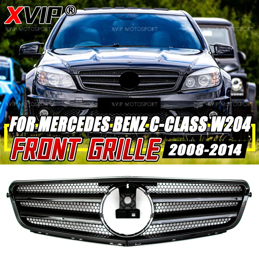 

XVIP Glossy Black With 2 Pin Front Bumper Kidney Grilles Fit For Mercedes Benz C-Class W204/S204/C204 2008-2014 C180 C200 C230 C250 C280 C300 C350 Upper Racing Grills