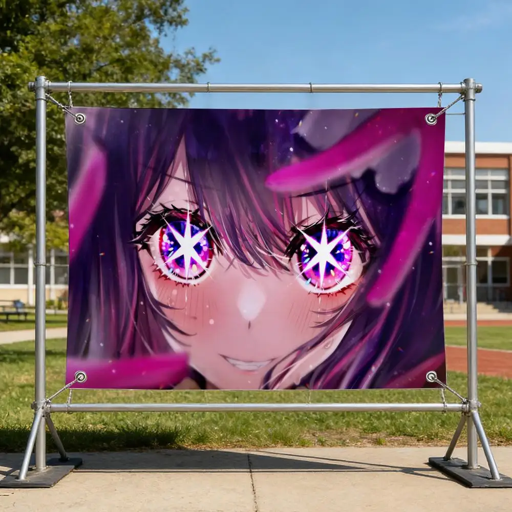 Anime O-Oshi N-No K-Ko A-Anime Flags Anti Wrinkle Waterproof Cozy Home Flag for Indoor & Outdoor Home Decor