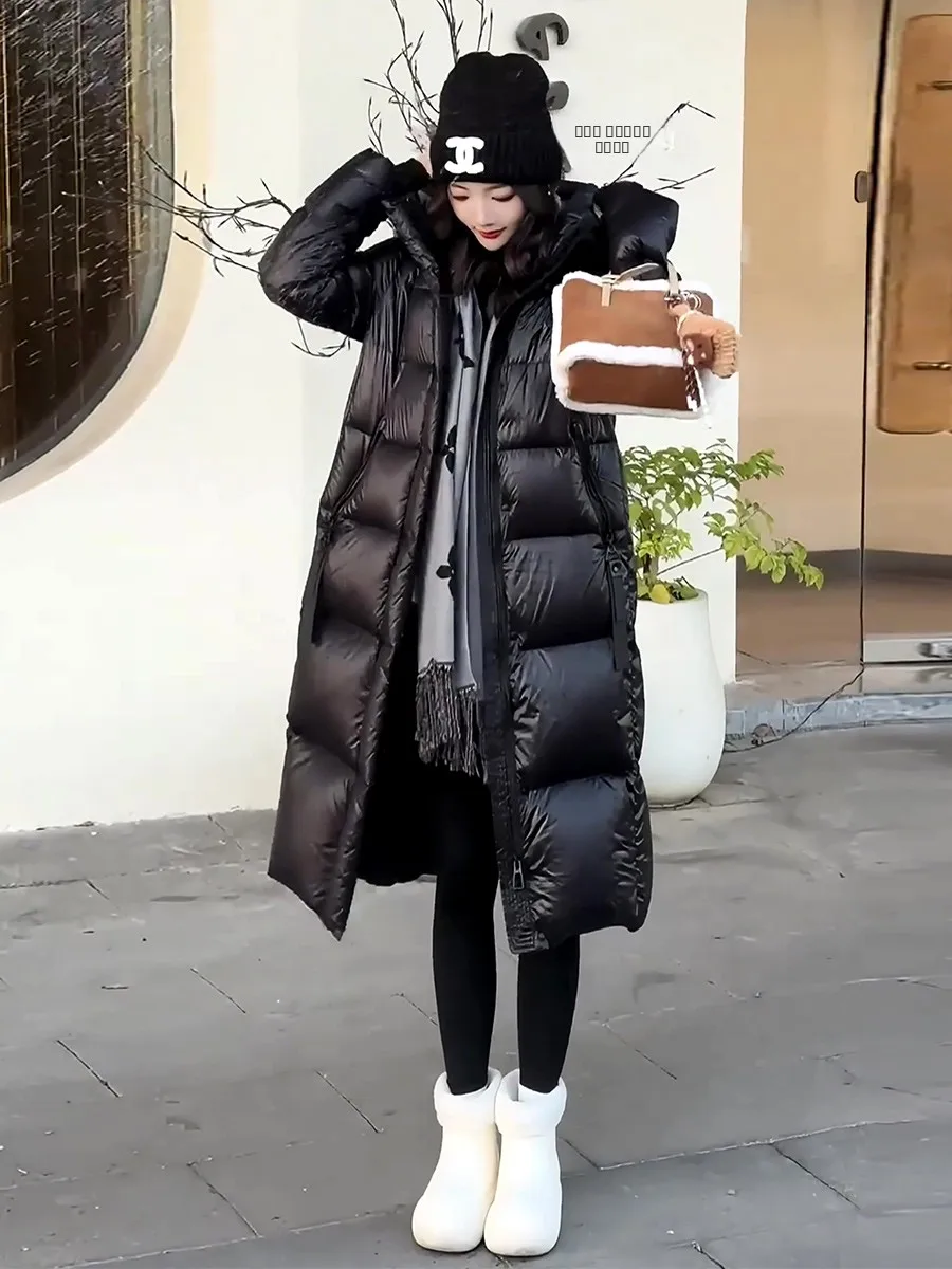 

Winter Thiened Long Coat Women's Korean Sle White Du down Jaet Ultra Cold Resistant Warm Outerwear over Knee Length