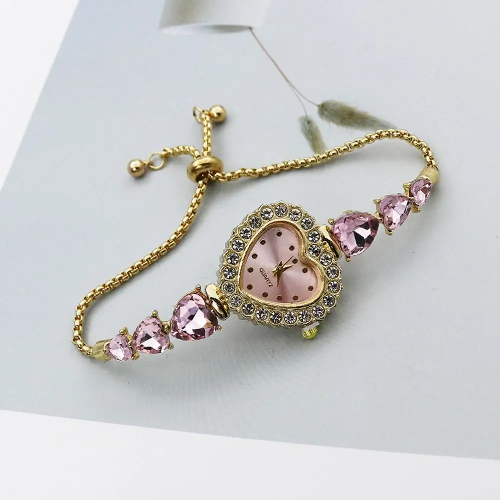 

Heart-shaped Dial Watch Women Dress Watch Elegant Heart Shaped Rhinestone Bracelet Watch for Women Adjustable Quartz for Ladies