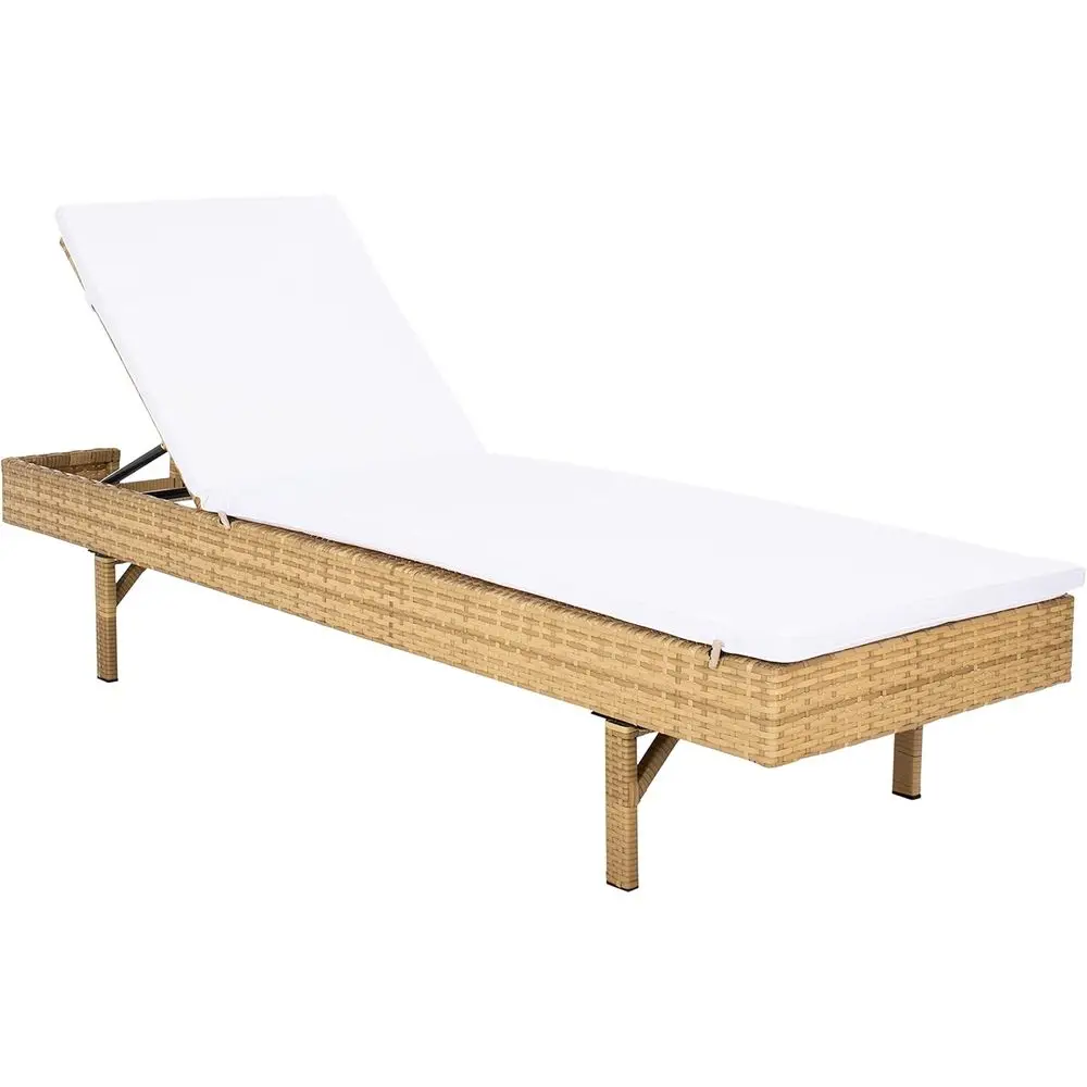 

Регулируемый шезлонг из натурального коричневого ротанга с белой подушкой, черный/бежевый (PAT7501D)