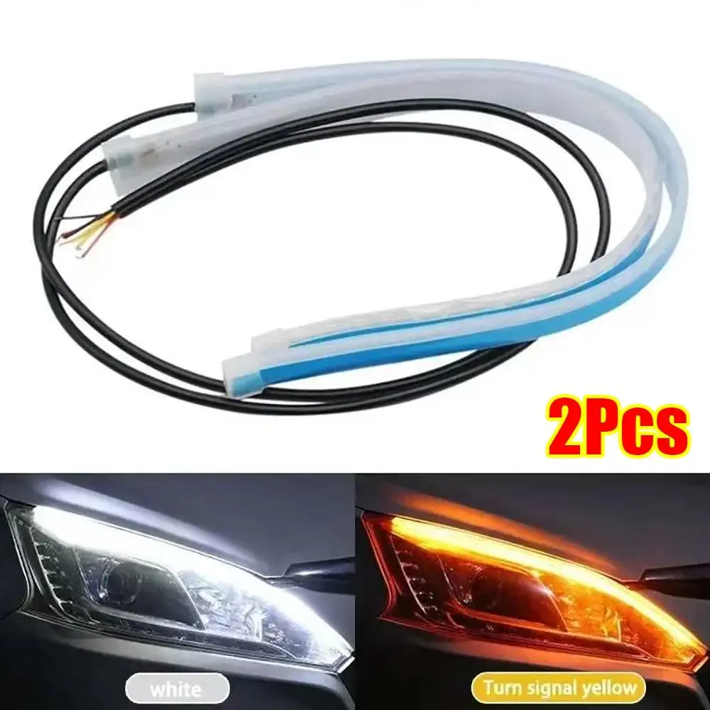 

1/2Pcs New 30cm DRL LED Strip RGB Universal Yellow Brake Flow Lights 12V Turn Signal