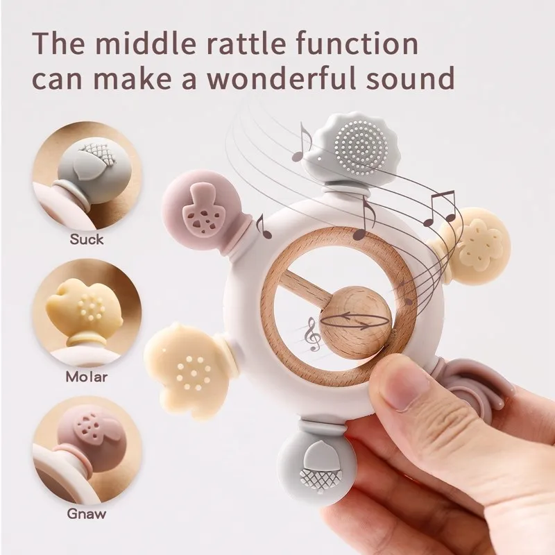 New Arrival 1PC Silicone Teether Wodden Forest Shape Teething Toy Bpa Free Newborn Rattle Oral Nursing Supplies Baby Accessories