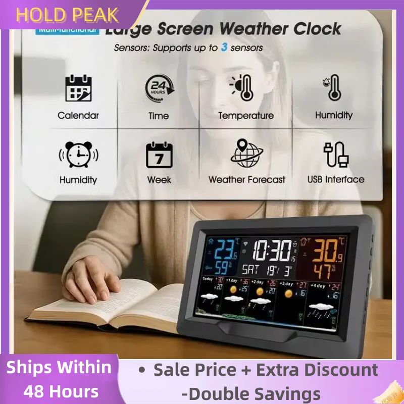 

Tuya Smart WiFi Weather Station with Clear Color Screen Indoor/Outdoor Temperature And Humidity Monitoring App Remote Control