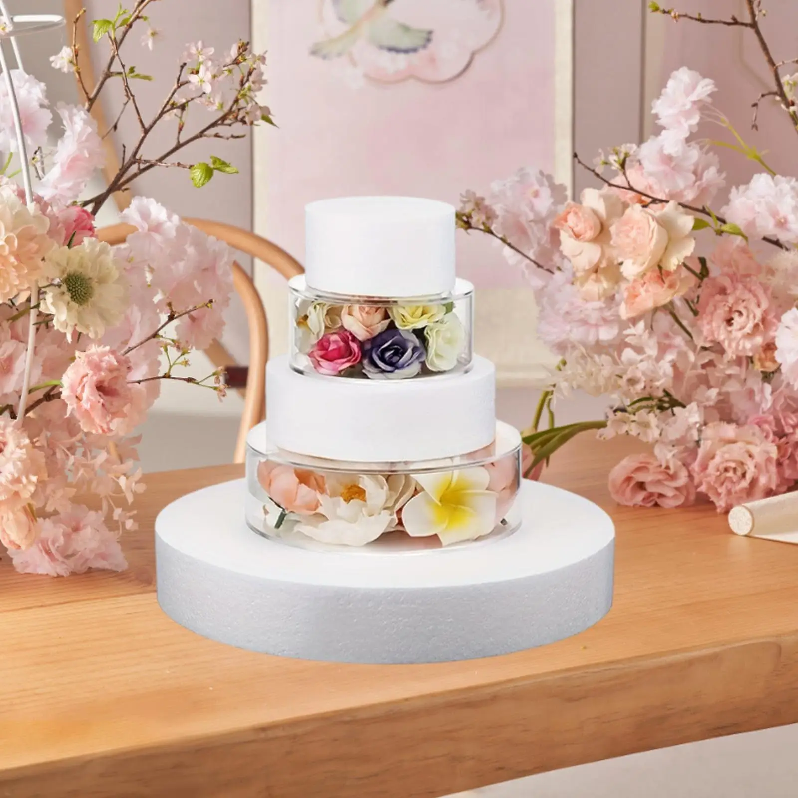 Przezroczysty stojak na ciasto Pudełko na ciasto Możliwość wypełnienia Okrągły przezroczysty DIY Dekoracyjny stojak cylindryczny Podstawka na przyjęcie weselne Dekoracje zaręczynowe