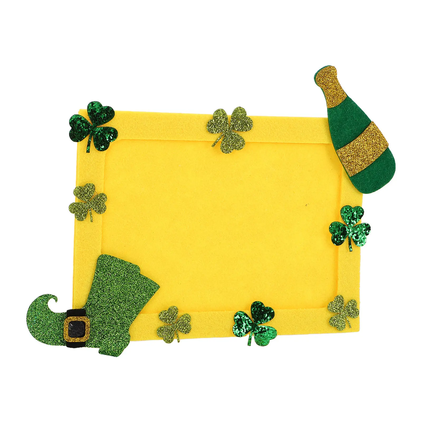 St Patricks Day Photo Frame Green Shamrock Design DIY Non-Woven Craft Frame for Wall Desk Display Irish Holiday Party Supplies