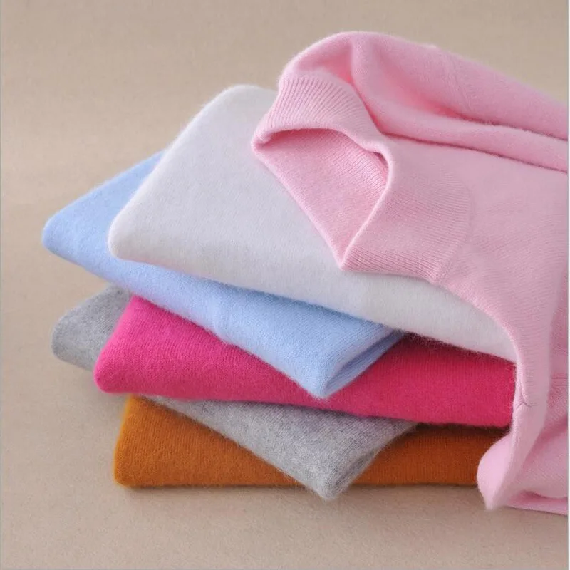 2025 Women Winter Spring Warm Solid Knitted Soft Cashmere Wool Blend Slim Pullover Jumper Sweater Top