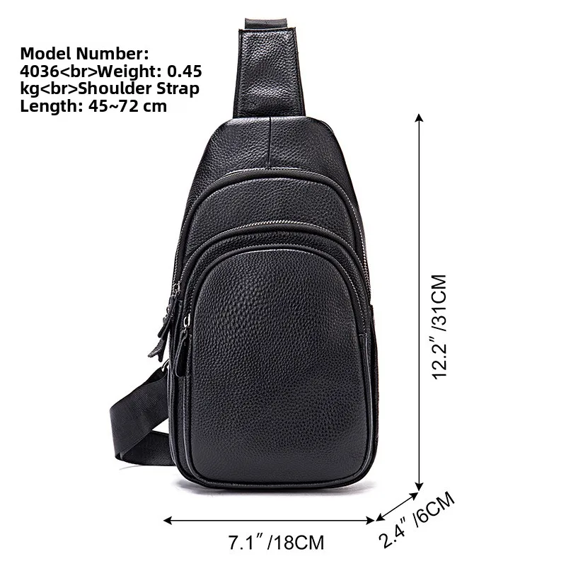 Casual Leather Chest Bag Men's Crossbody Sports Bag Travel Outing Simple Fashion Single Shoulder Satchel Small Size