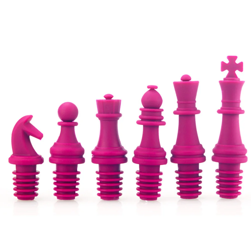 

6Pcs Wine Stoppers Chess Design Reusable Silicone Caps Preserve Wine Beer Bottles Freshness Sealer Silicone Beer Sealer