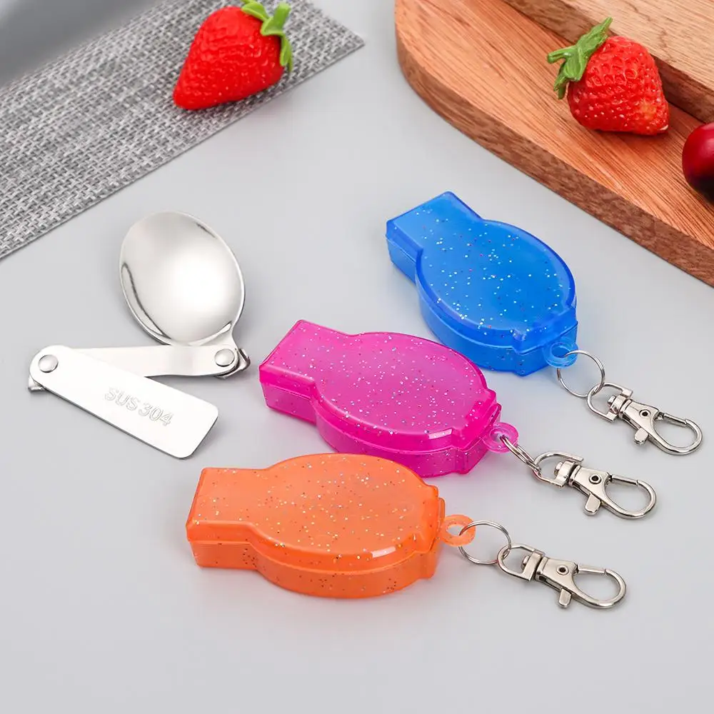 في الهواء الطلق للطي السفر التخييم أواني الفولاذ جيب ملعقة شوكة ضوء صغير طوي ملعقة شوكة التخييم نزهة أداة تجهيزات المطابخ