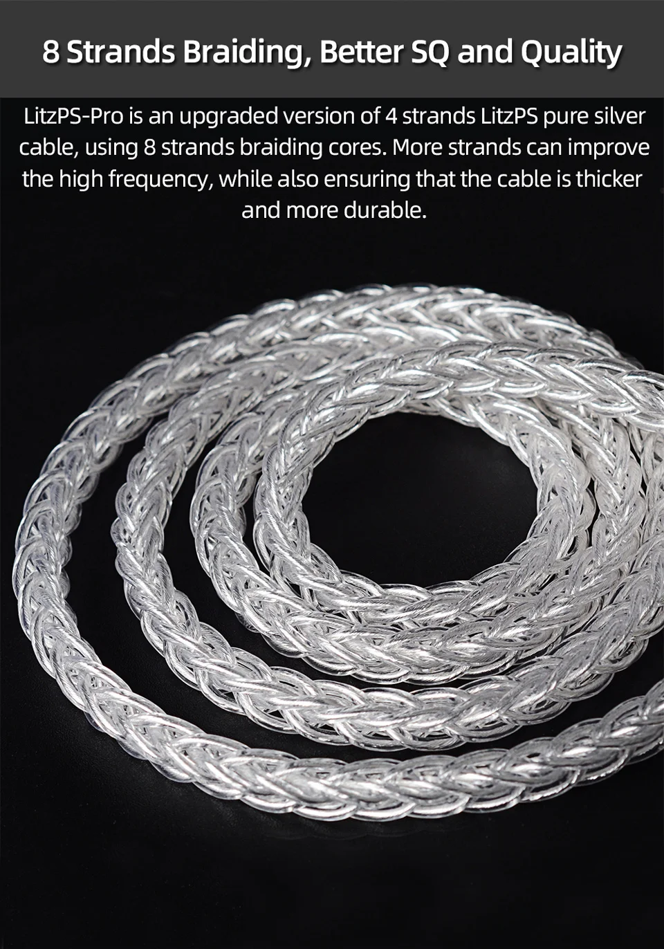 NICEHCK LitzPS-Pro 8 Core 4N Litz Pure Silver Earphone Cable 3.5mm
