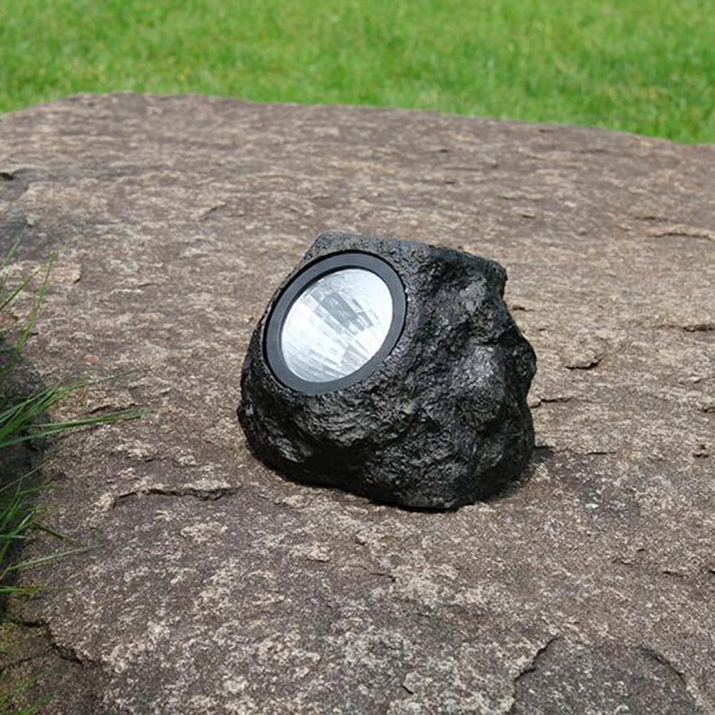 Solar Powered Led Flood Light Waterproof Outdoor Stone Lamp Simulation Rock Design White For Garden Lawn Decoration