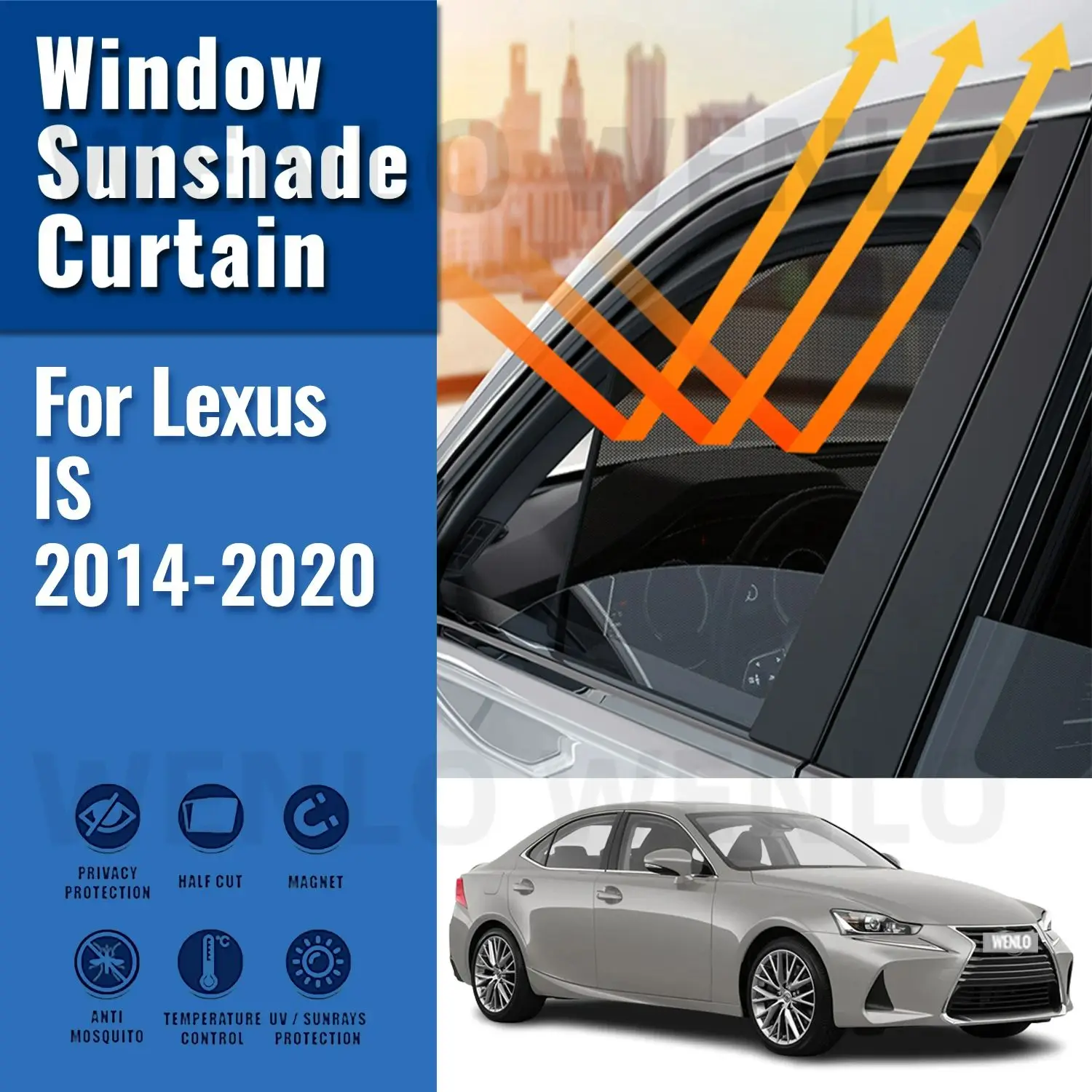 

For Lexus IS 2014-2020 Car Sunshade Shield Magnetic Front Windshield Frame Curtain Rear Side Window Sun Shades Visor