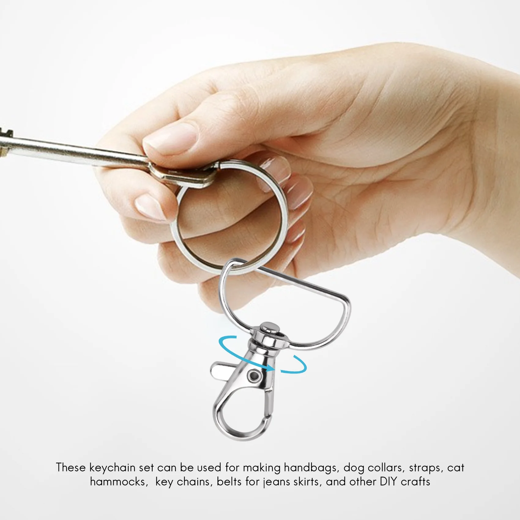 B23B 60Pcs Swivel Snap Hooks And D Rings For Lanyard And Sewing Projects (1 Inch Inside Width)