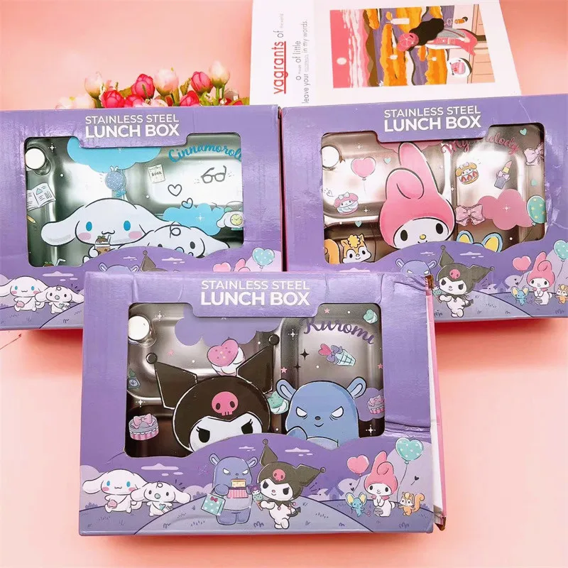 

Sanrio Kawaii My Melody 304 Stainless Steel Lunch Box Kuromi Cinnamoroll Anime Cartoon Fashion Office Workers Students Lunch Box