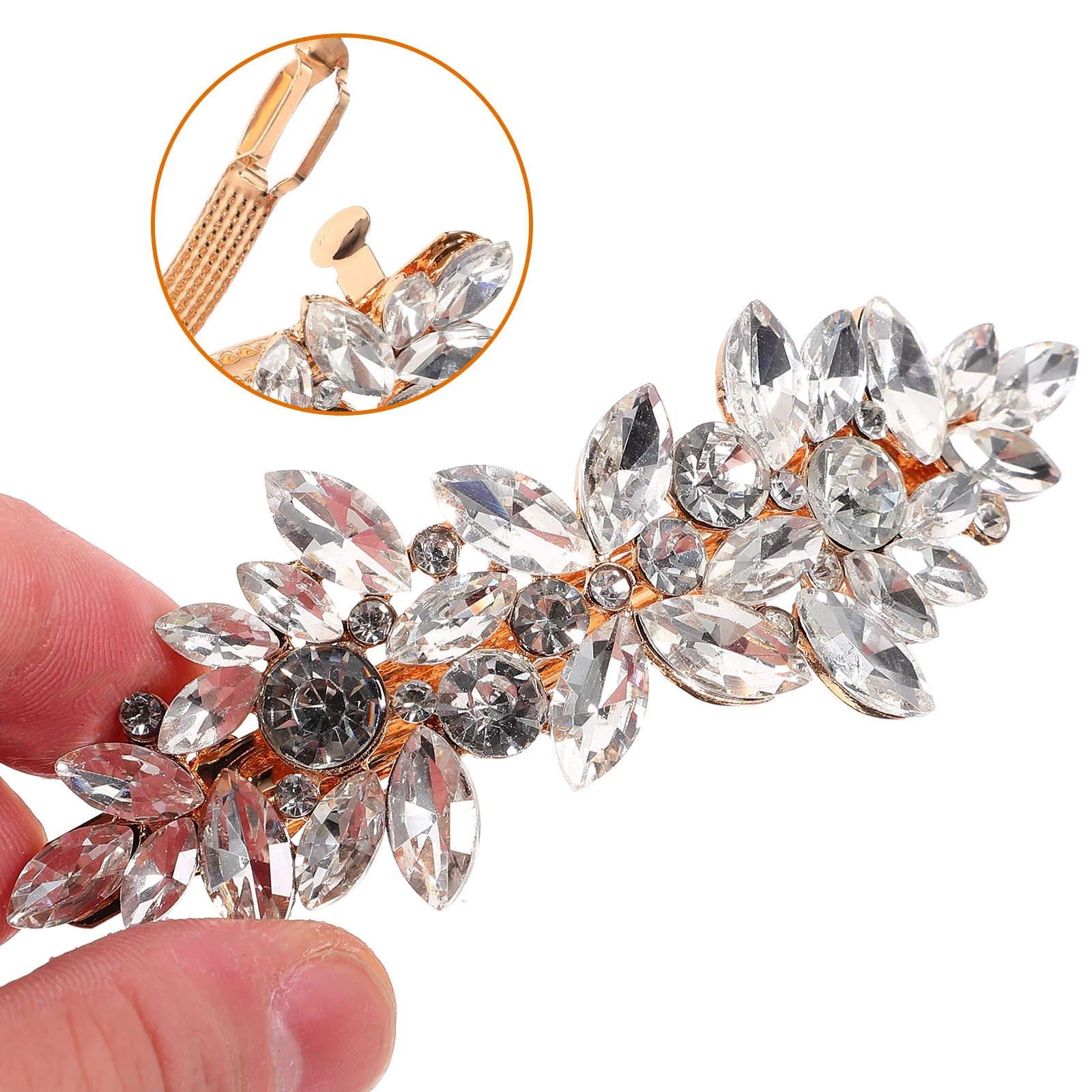 

2Pcs Glamorous Rhinestone Hair Barrettes for Women Strong Zinc Alloy Clip Sparkly Hair Styling Accessories for Formal Events