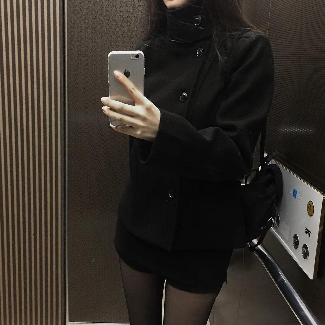 Cappotto di lana ort con colletto alla coreana retrò Ele per donna Capispalla invernale dimagrante Bla Fibra di poliestere Lungo Sve Regular Le...