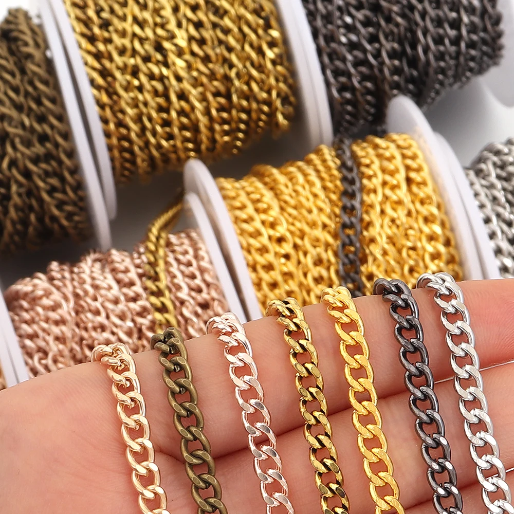 5 Yards/Rolle Metall-Eisenkette mit gedrehten Gliedern, lose Ketten für die Schmuckherstellung, DIY, handgefertigte Halskette, Armband, Taschenkette, Zubehör