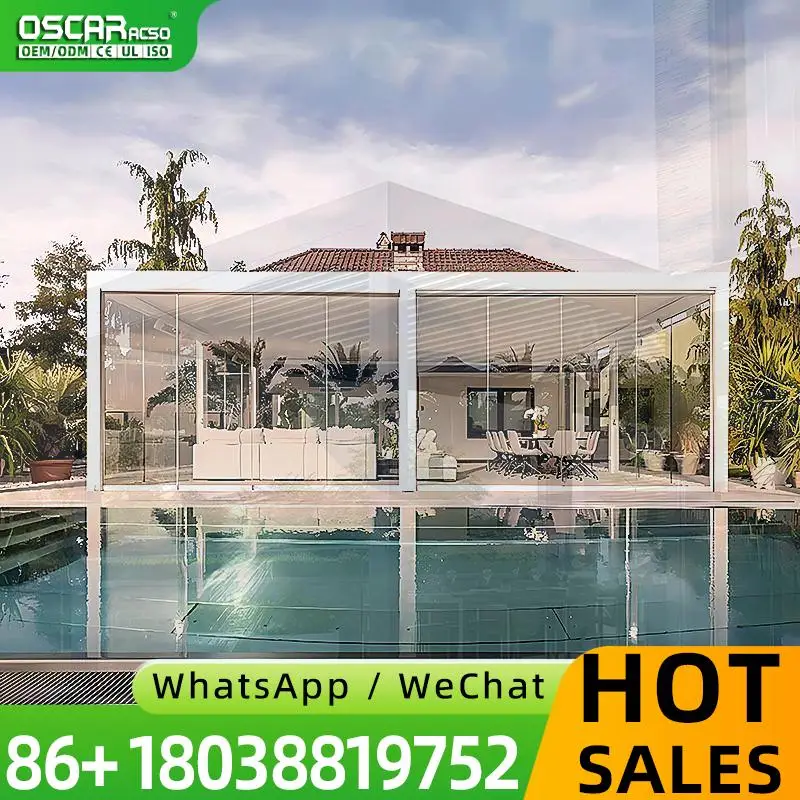 12x12 Hardtop Outdoor Remote Control Easy Assemble Retractable Aluminium Roof Bioclimatic Structure pergola