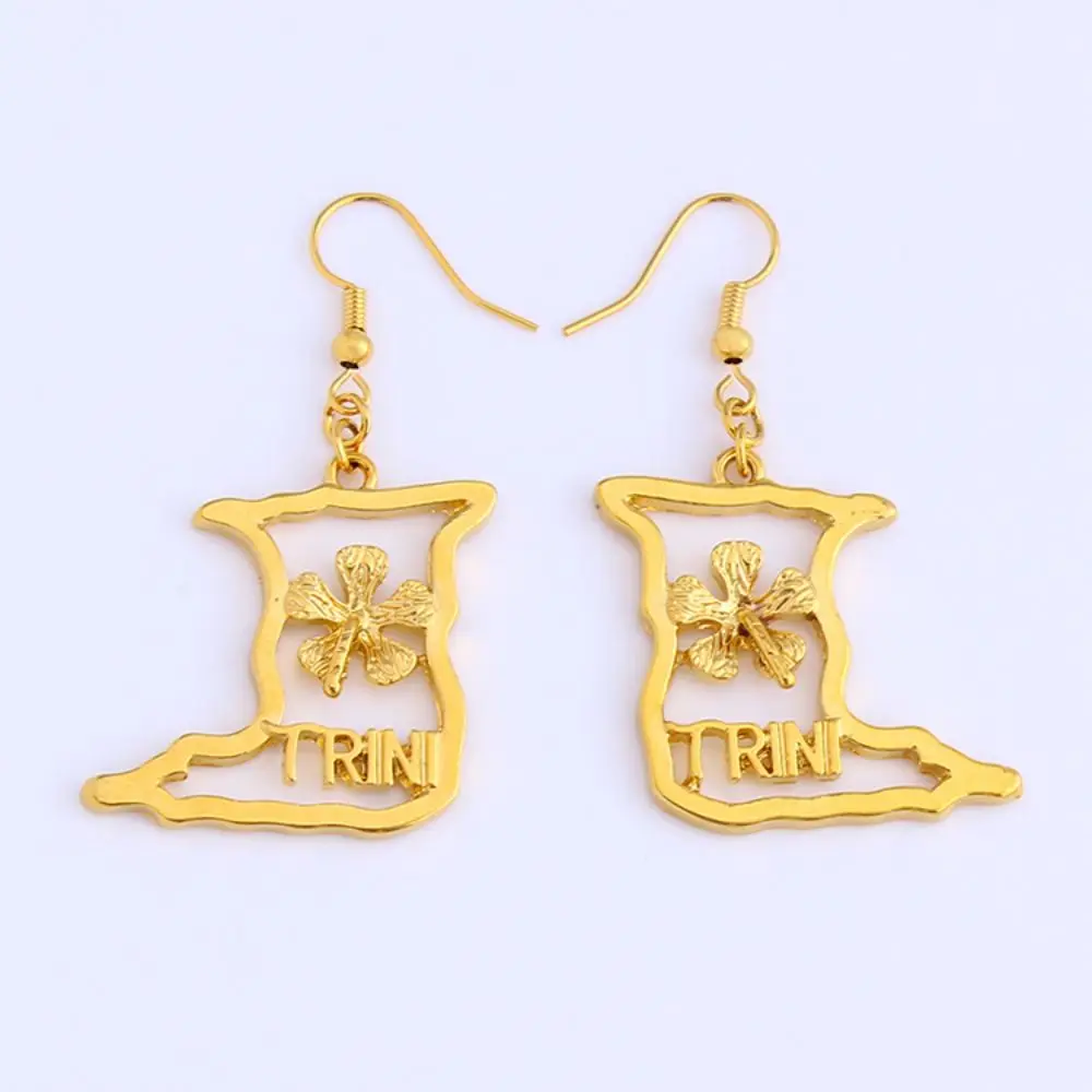 FS Newest Map Earrings Gold Simple Copper Fashion Popular Jewelry For Women's Gift