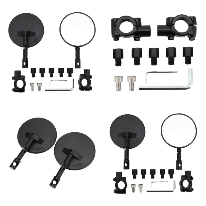 NEW E-mark E24 Motorcycle Round Rearview Mirror Universal 360° Adjustable Handle Bar End Mirrors Motorcycle Scooters Bicycle