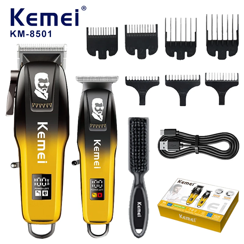 

Kemei Professional Barber Hair Clippers and Trimmer Set Cordless Zero Gapped Hair Beard Trimmer Men Finish Hair Cutting Machine