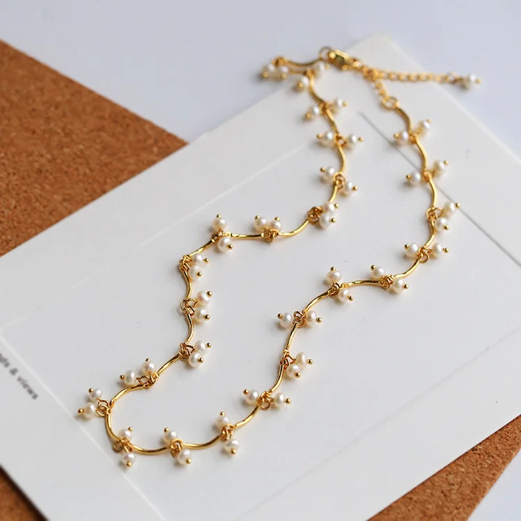 Cherry Beads Natural Floral Baroque Pearl Choker Necklaces Punk Hiphop Designer Runway Rare Simply Gown Boho Top Japan Korean