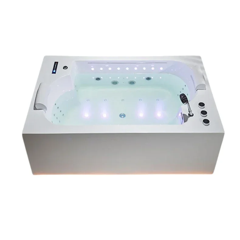 

Modern Square Hot Tub White Acrylic Freestanding Massage Whirlpool Bathtub Walk in Tub Shower Combo Bathtub for Bathroom