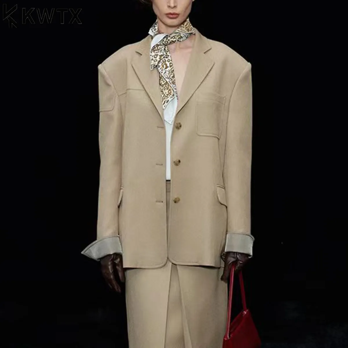 

KWTX 2025 Newest Oversized Blazer Women Elegant Solid Color Draped Fall Jackets For Women Casual Chic Lounge Open Front Coat