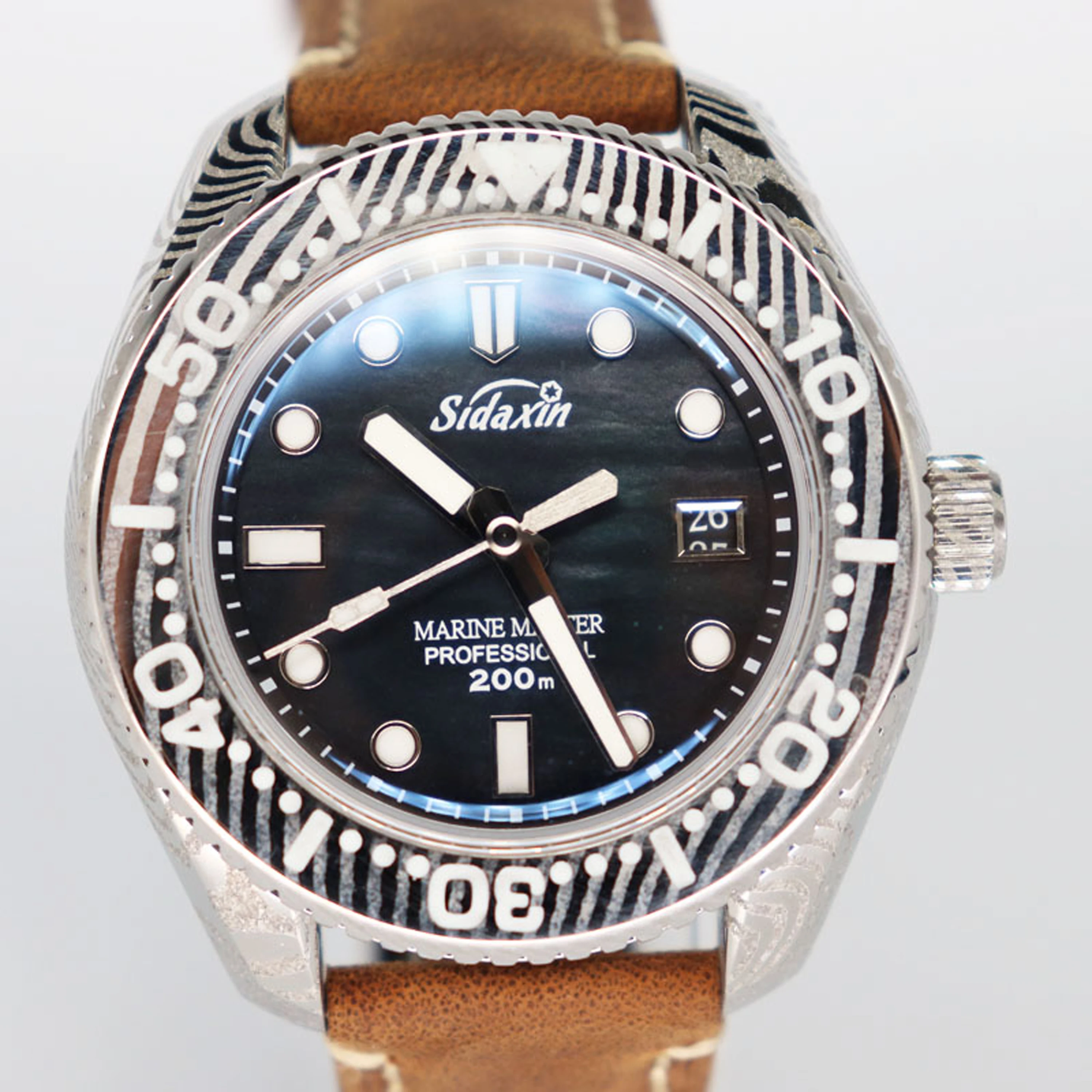 SIDAXIN Customization  Automatic mechanical Damascus watch with sapphire Crystal MOP/Meteorite dial - view 3