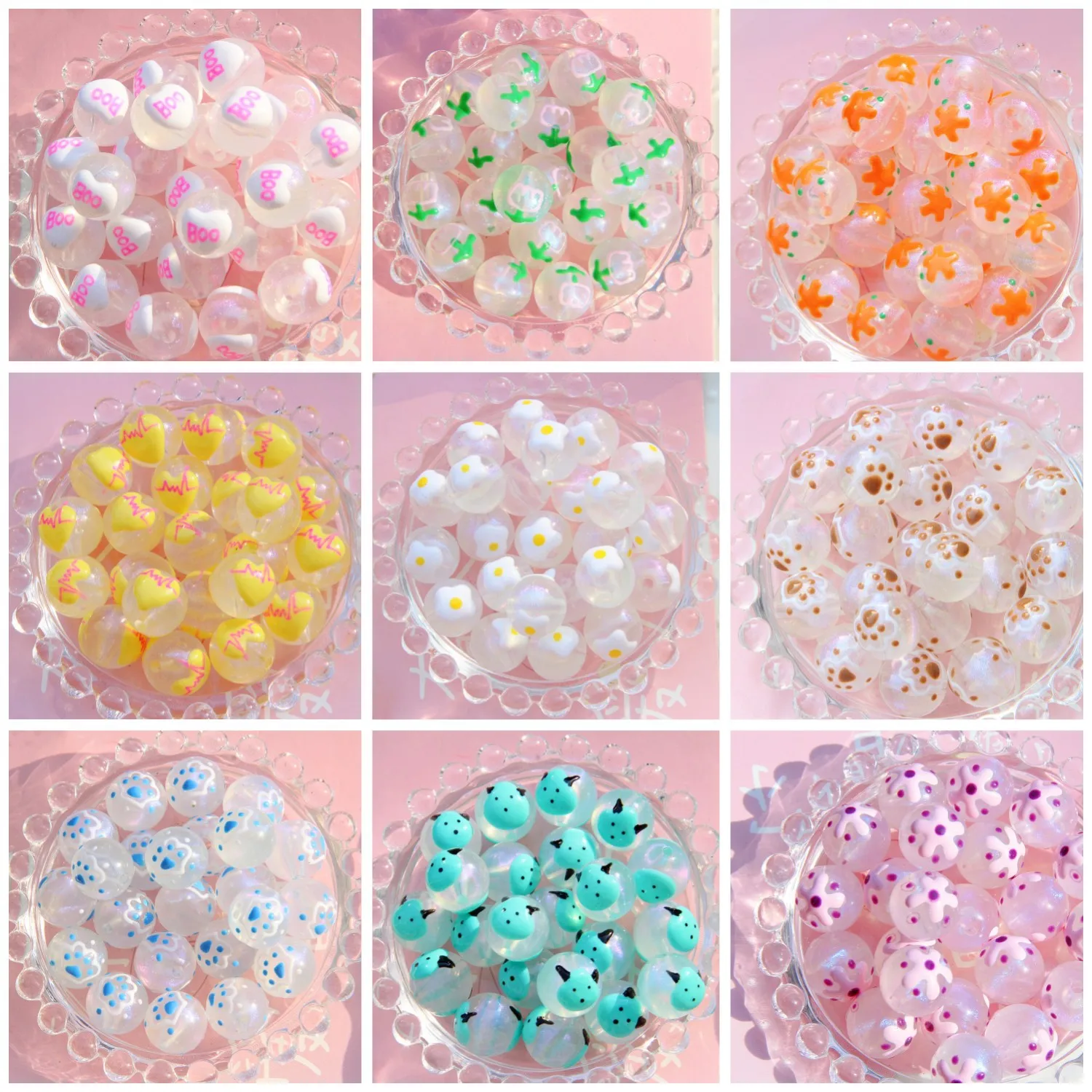 10Pcs 16mm Nights Star Empty Handmade Painted Bead Mobile Phone Chain Beads for DIY Jewelry Making Bracelets Accessories