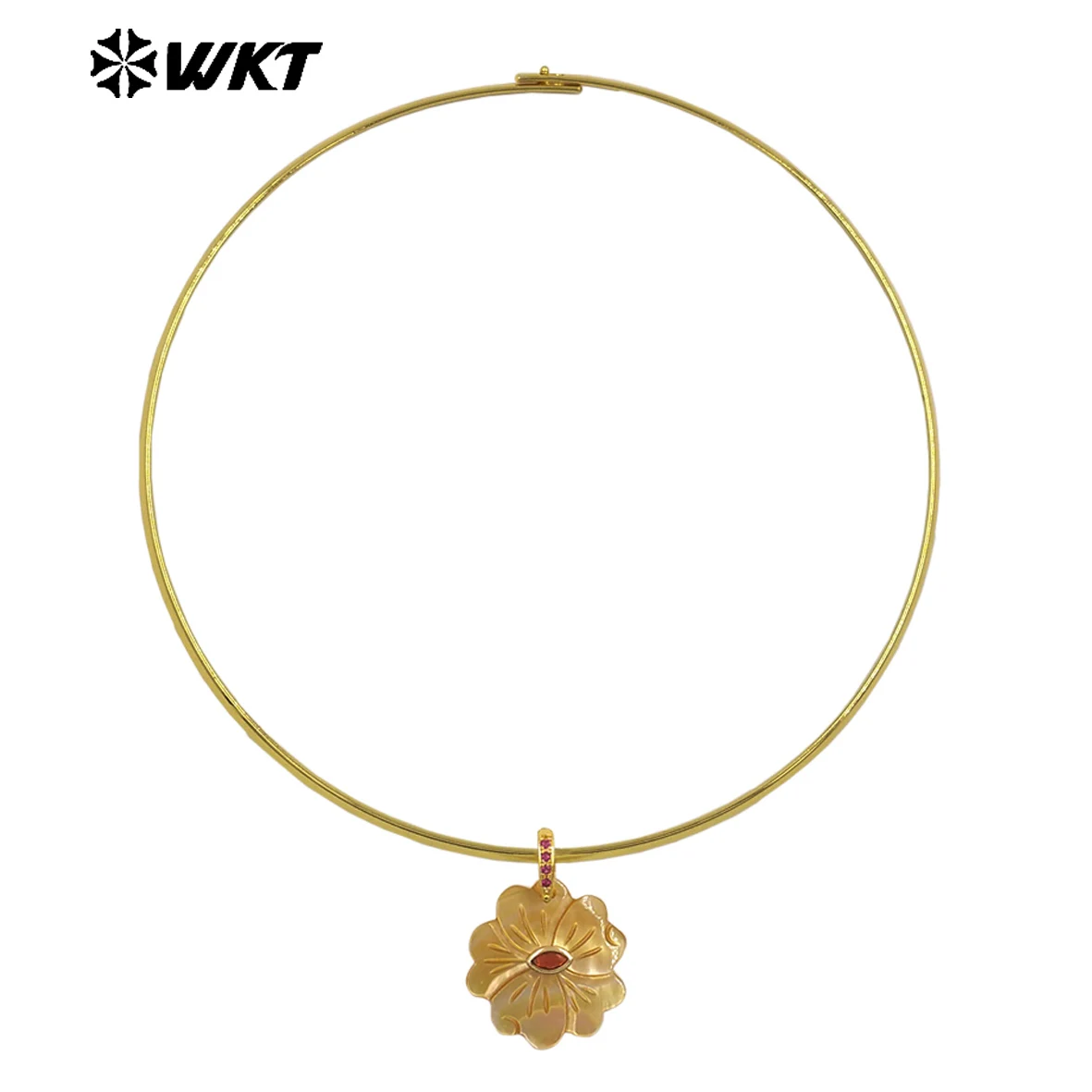 WT-JN390 New Special Classic Natural Shell Flower Shape 17inch Necklace With 18k Real Gold Plated  For Women Jewelry