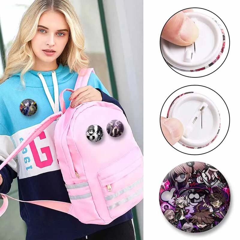 Cute Kaede Akamatsu Brooch Game Figure Nagito Komaeda Cartoon Badge Pins Backpack Clothing Jewelry
