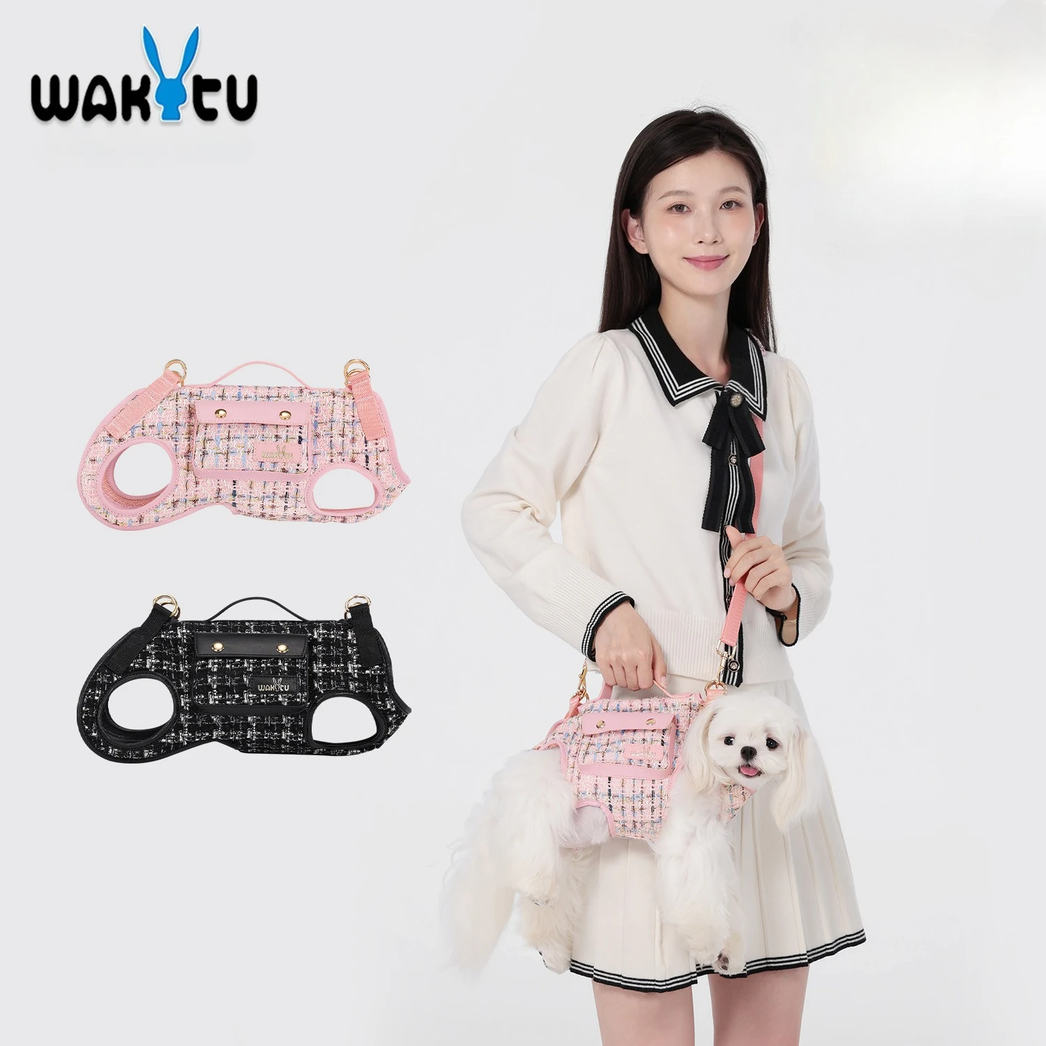 

Wakytu Dog Shoulder Bag Pet Horizontal Backpack Portable Messenger Strap Shoulder Crossbody Luxury Designer Bags for Dog