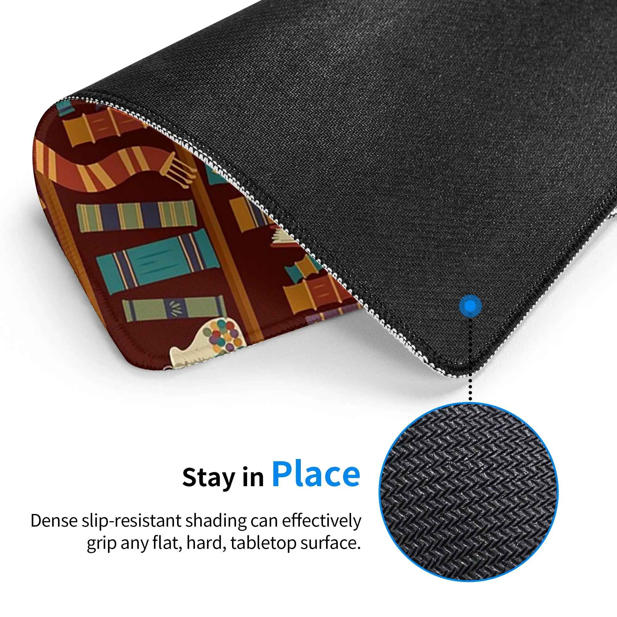 Vintage Library Themed Mouse Pad Computer Keyboard Mouse Mat Gamer PC Laptop Desk Mat Office Accessories Table Mats