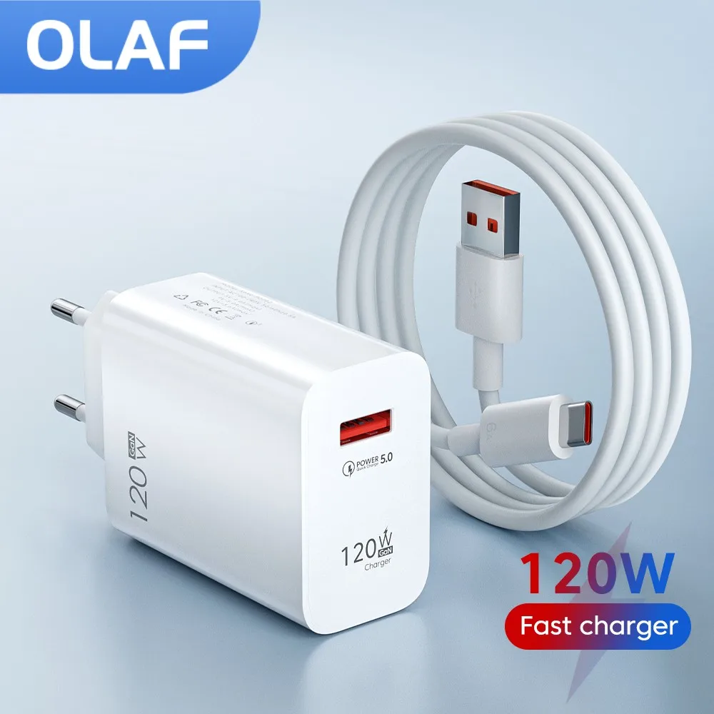 120W Fast Charger USB Charger Fast Charging QC3.0 USB Phone Charger Adapter For iPhone Huawei Samsung Xiaomi USB Wall Charger