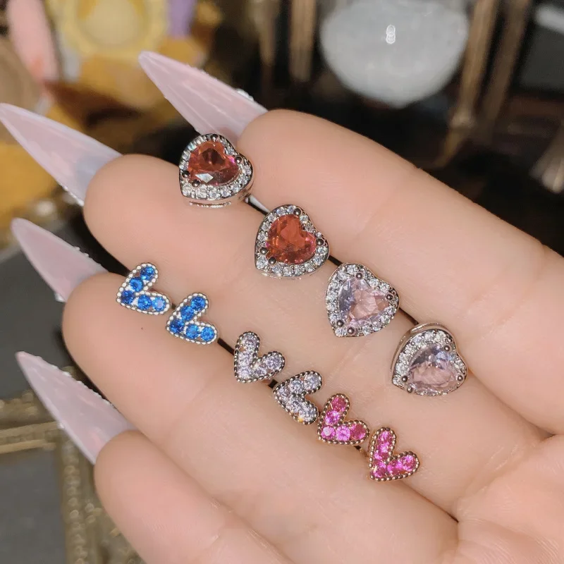 

MDL Moissanite style tourmaline earrings thick PT950 platinum-plated sparkling super fairy exquisite small earrings