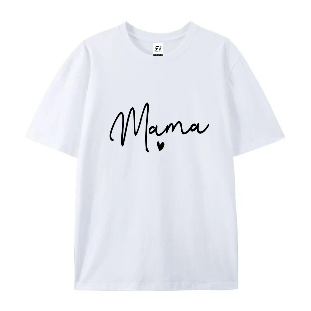 사계절용 일반 길이 폴리에스테르, 라운드 넥 여성 캐주얼 티셔츠(마마 프린트 포함)