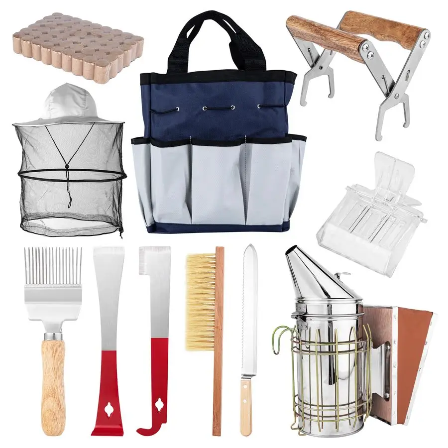 

Bee Keeping Starter Kit 11Piece Beekeeping Supplies Set Hive Tool amp Stainless Steel Bee Smoker Includes Water Resistant Tool B