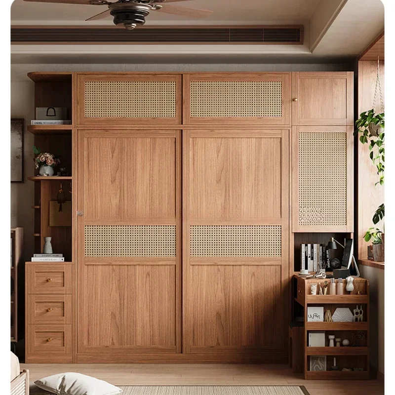 Nordic Sliding Door Storage Closet Organizer Rack Teen Armario Furniture Home mueble Large Drawers Locker Wardrobes Rattan Women