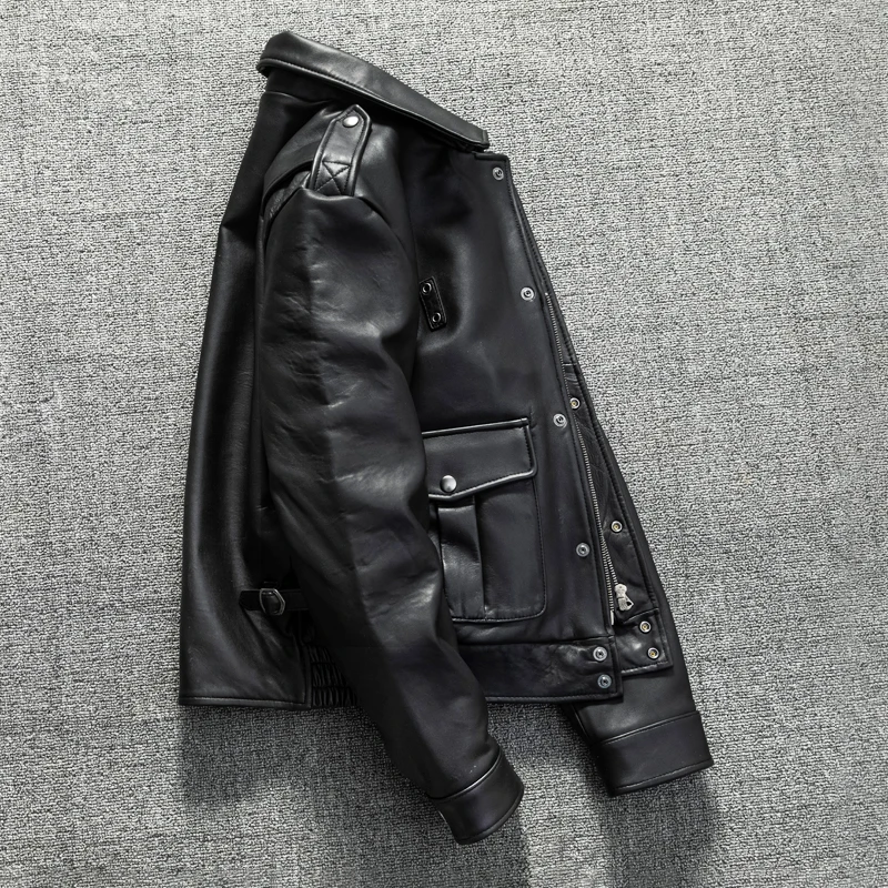 ニュージーランドシープスキンカリフォルニア騎馬警察レザージャケットメンズ本革フライトスーツレザージャケットショートジャケット