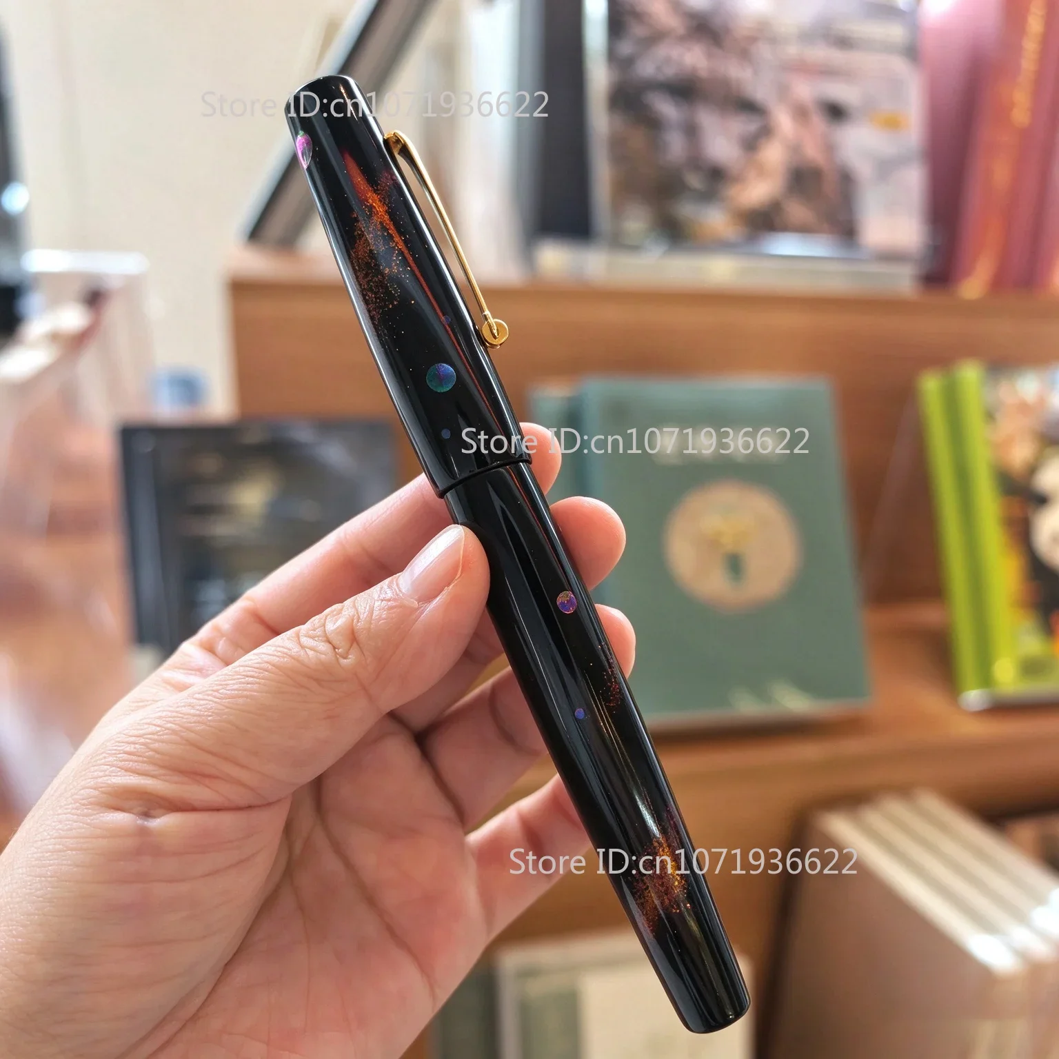 Star Shimmer Iridescent Gold Dust Shell Inlay Raden Fountain Pen Handmade Lacquer Work BOCK F Nib Elegant Gift