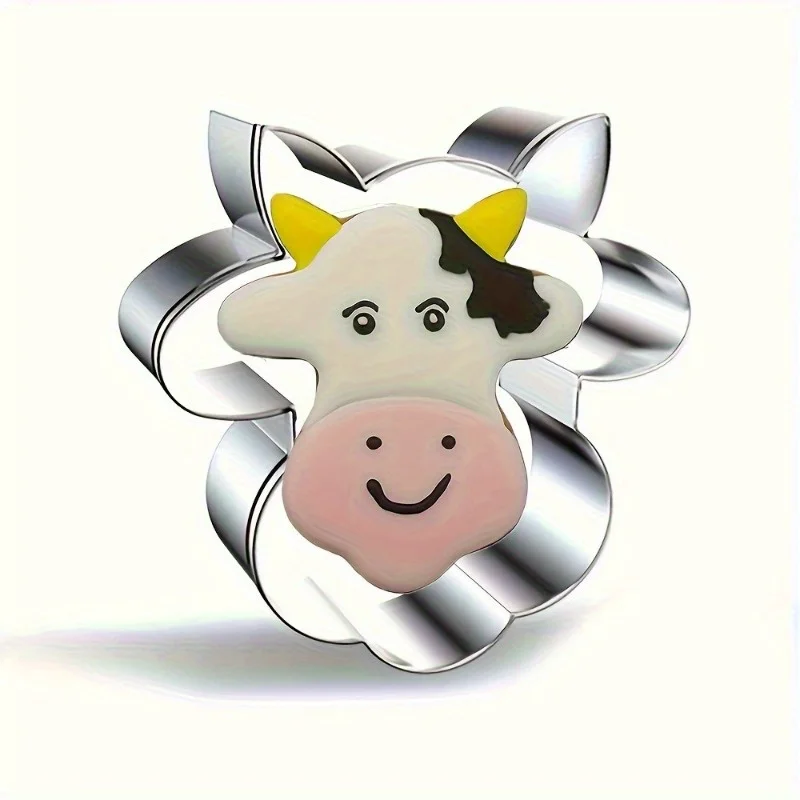 2pcs Stainless Steel Cow Head Cookie Cutter for Farm-themed DIY Baking Tool for Cakes and Cookies