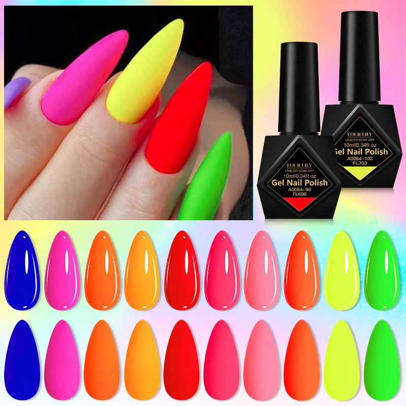 Esmalte de Uñas en Gel de Color Fluorescente de 10 ml, Color Neón, Sin HEMA ni TPO, Semipermanente, Se Quita con Acetona, Barniz de Gel UV, Suministros para Decoración de Uñas