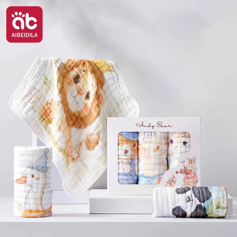 

3 PCS Lot Muslin 6 layers Cotton Soft Baby Towels Baby Face Towel Handkerchief Bathing Feeding Face Washcloth Wipe burp cloth